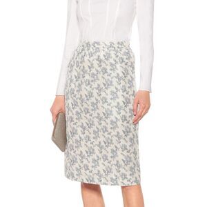 NEW Brock Collection Quadratic Midi Skirt White Blue Floral Size 2